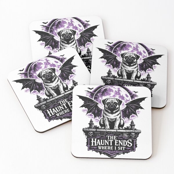 Item preview, The Haunt Ends Where I Sit Pug Halloween Bat Wings designed and sold by KnrNazimTHRE4DS.