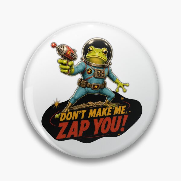 Item preview, Don't Make Me Zap You! – Retro Sci-Fi Frog Alien designed and sold by Quantum Fashion.