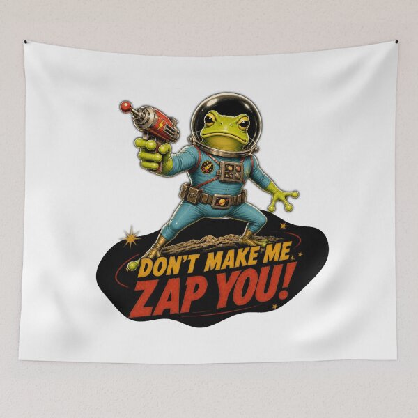 Item preview, Don't Make Me Zap You! – Retro Sci-Fi Frog Alien designed and sold by Quantum Fashion.