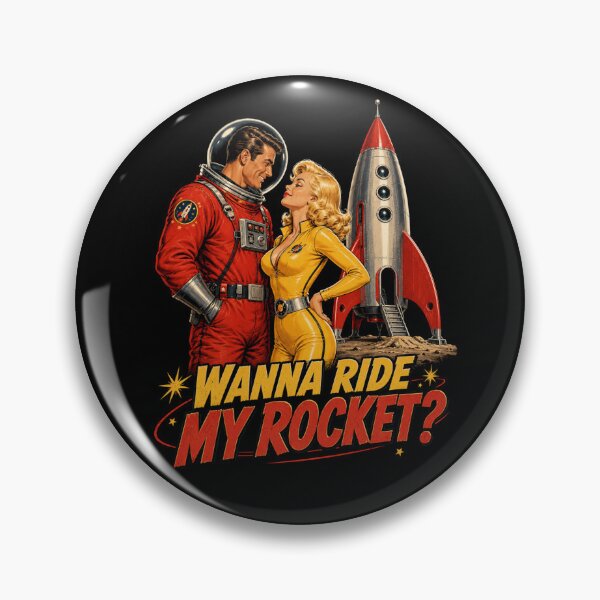 Item preview, Wanna Ride My Rocket? – Retro Sci-Fi Astronaut Couple designed and sold by Quantum Fashion.