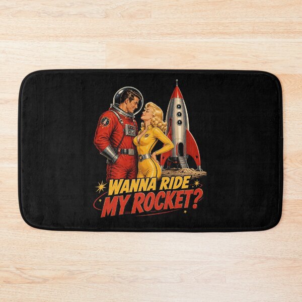 Item preview, Wanna Ride My Rocket? – Retro Sci-Fi Astronaut Couple designed and sold by Quantum Fashion.