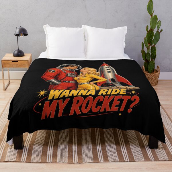 Item preview, Wanna Ride My Rocket? – Retro Sci-Fi Astronaut Couple designed and sold by Quantum Fashion.