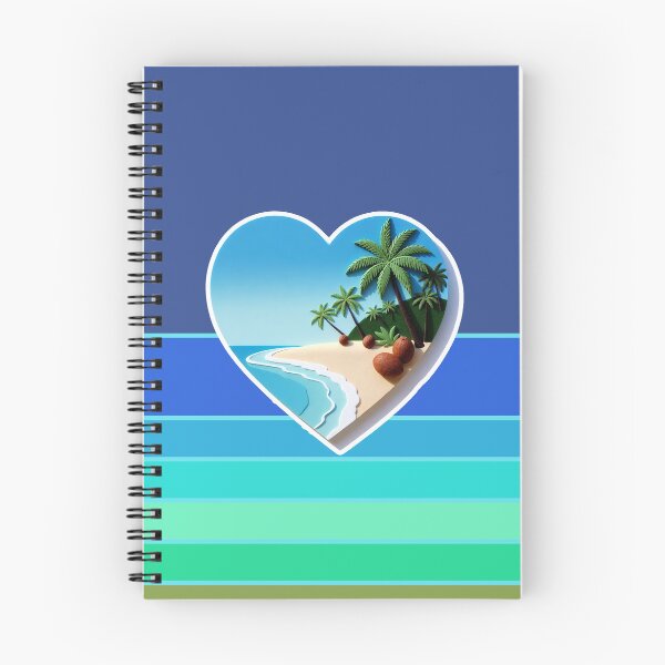 Item preview, Tropical Beach Palm Trees and Coconuts Retro Beach Stripes Beachy Heart designed and sold by Beachy.