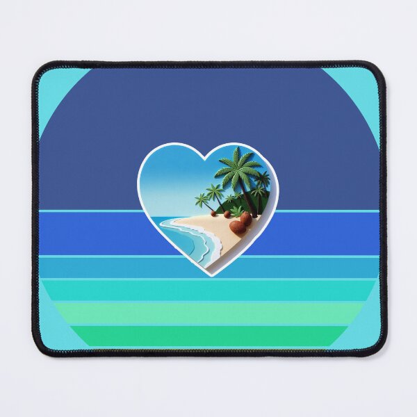 Item preview, Tropical Beach Palm Trees and Coconuts Retro Beach Stripes Beachy Heart designed and sold by Beachy.