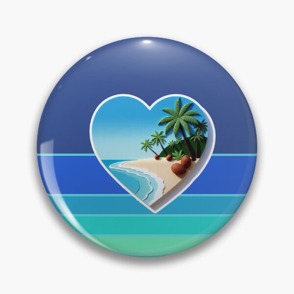 Item preview, Tropical Beach Palm Trees and Coconuts Retro Beach Stripes Beachy Heart designed and sold by Beachy.