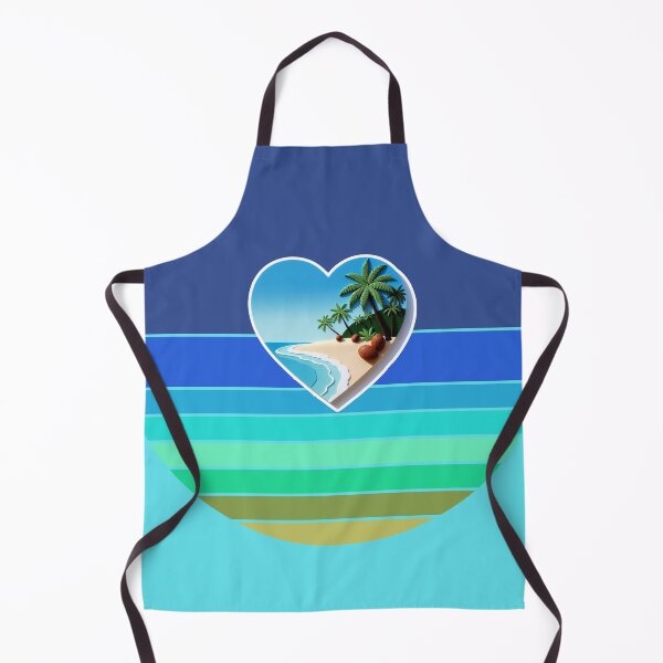 Item preview, Tropical Beach Palm Trees and Coconuts Retro Beach Stripes Beachy Heart designed and sold by Beachy.
