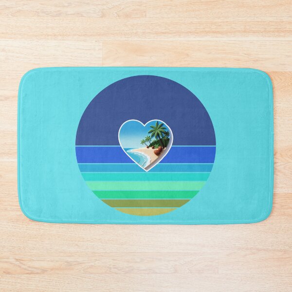 Item preview, Tropical Beach Palm Trees and Coconuts Retro Beach Stripes Beachy Heart designed and sold by Beachy.
