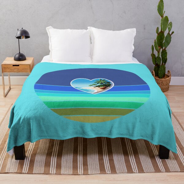 Item preview, Tropical Beach Palm Trees and Coconuts Retro Beach Stripes Beachy Heart designed and sold by Beachy.