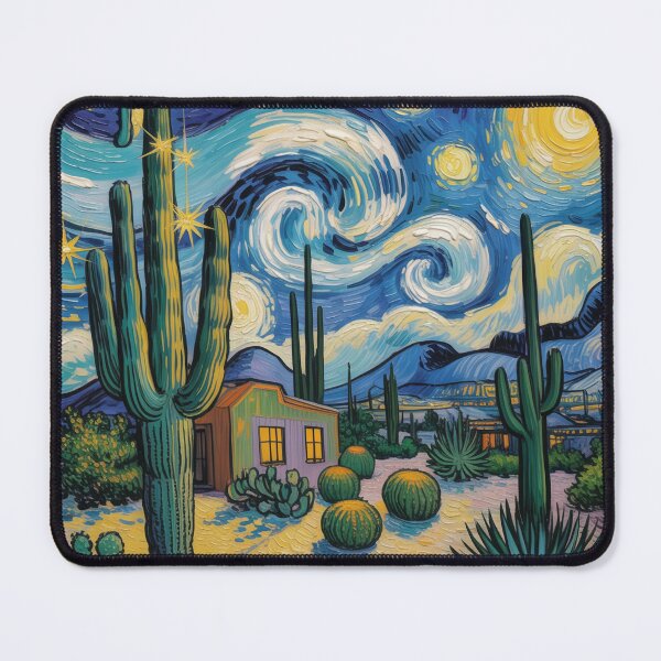 Item preview, Vincent van Gogh Style Desert Night with Saguaro Cactus & Stars designed and sold by Tamas Das.