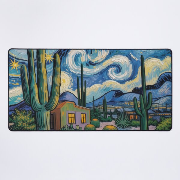 Item preview, Vincent van Gogh Style Desert Night with Saguaro Cactus & Stars designed and sold by Tamas Das.
