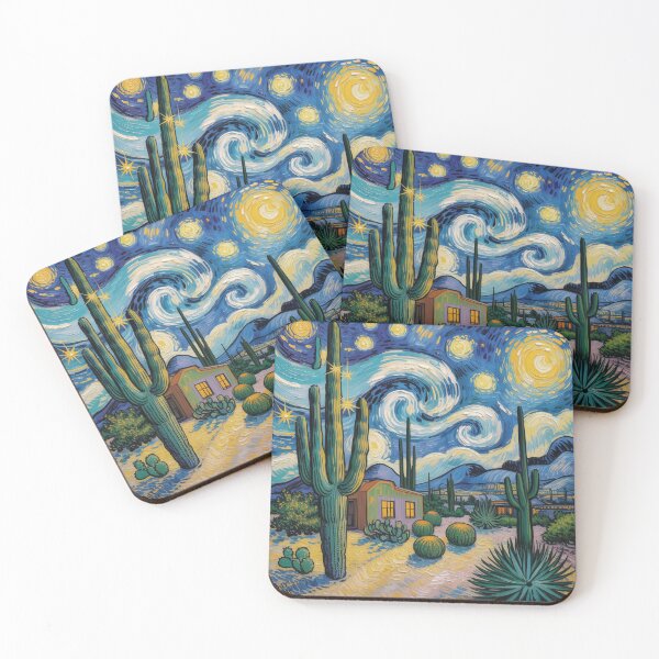 Item preview, Vincent van Gogh Style Desert Night with Saguaro Cactus & Stars designed and sold by Tamas Das.