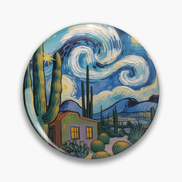 Item preview, Vincent van Gogh Style Desert Night with Saguaro Cactus & Stars designed and sold by Tamas Das.