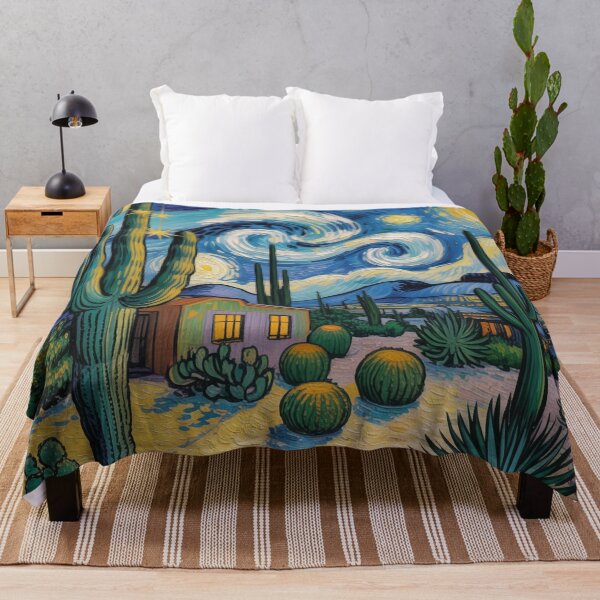 Item preview, Vincent van Gogh Style Desert Night with Saguaro Cactus & Stars designed and sold by Tamas Das.