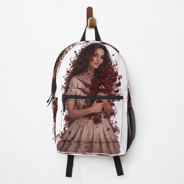 Item preview, Crimson Bloom Girl in Dark Floral Aura designed and sold by OneStepFromArt.