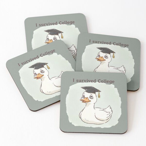 Item preview, I Survived College – Tired College Graduate Duck Sticker designed and sold by ManggaeJM.
