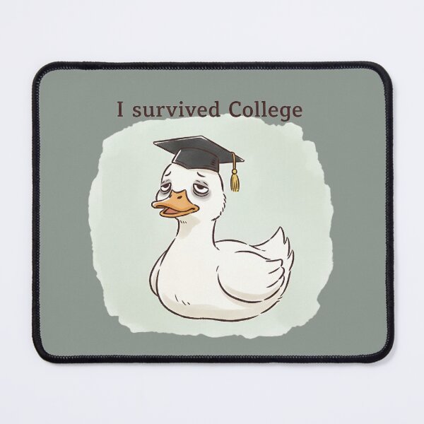 Item preview, I Survived College – Tired College Graduate Duck Sticker designed and sold by ManggaeJM.