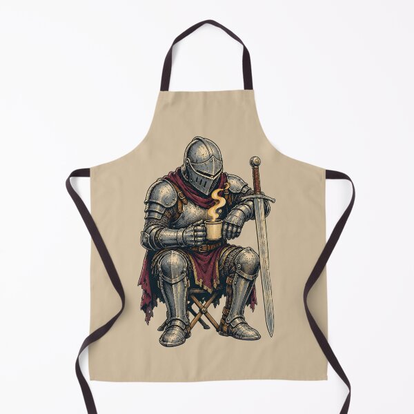 Item preview, Coffee Break Knight – Medieval Warrior Resting with a Hot Drink designed and sold by VioVibe.