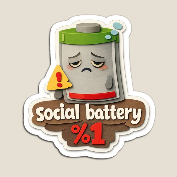 Item preview, Sad Social Battery Low Funny Sticker designed and sold by Promoffy.