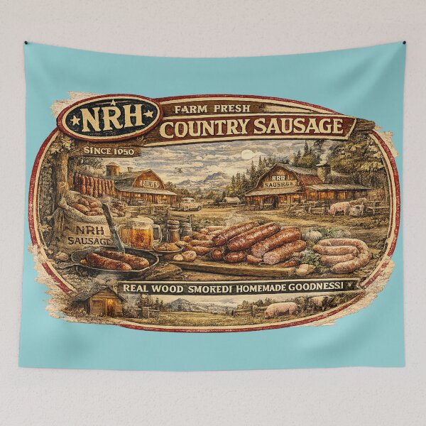 Item preview, Retro sign for vintage US farm sausages designed and sold by Normandy Road Heritage.
