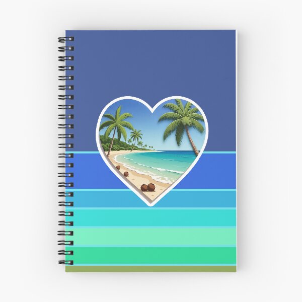 Item preview, Tropical Beach Palm Trees and Coconuts in Beachy Heart on Retro Ocean Stripes designed and sold by Beachy.