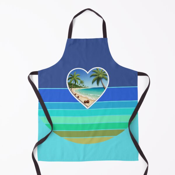 Item preview, Tropical Beach Palm Trees and Coconuts in Beachy Heart on Retro Ocean Stripes designed and sold by Beachy.