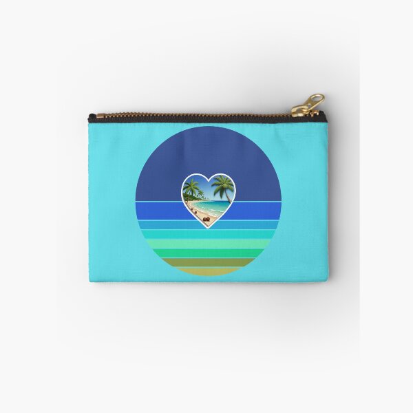 Item preview, Tropical Beach Palm Trees and Coconuts in Beachy Heart on Retro Ocean Stripes designed and sold by Beachy.