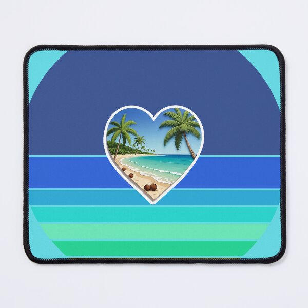 Item preview, Tropical Beach Palm Trees and Coconuts in Beachy Heart on Retro Ocean Stripes designed and sold by Beachy.