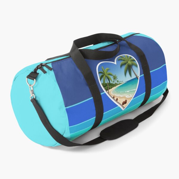 Item preview, Tropical Beach Palm Trees and Coconuts in Beachy Heart on Retro Ocean Stripes designed and sold by Beachy.