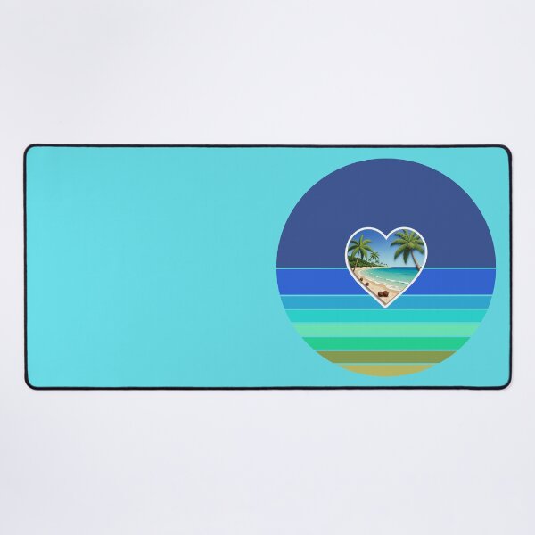 Item preview, Tropical Beach Palm Trees and Coconuts in Beachy Heart on Retro Ocean Stripes designed and sold by Beachy.