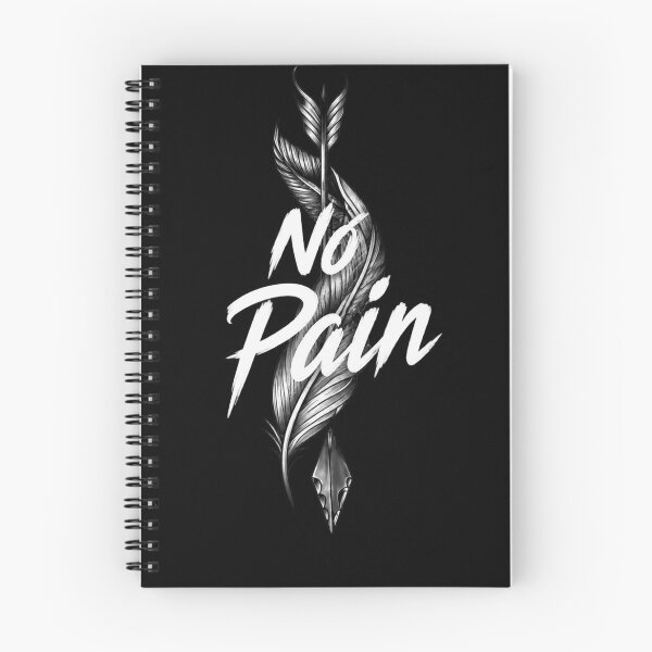 Item preview, No Pain Feather Arrow Motivational Tattoo Brush Typography Art designed and sold by Shakhbata-1.