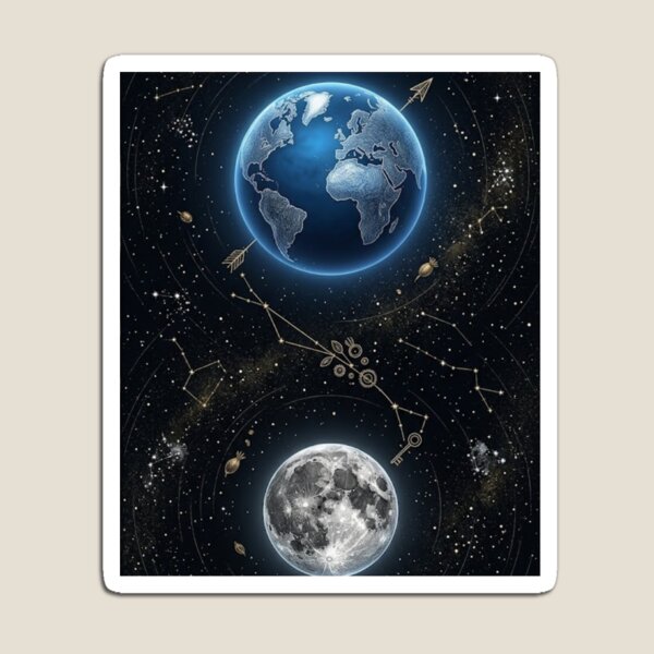 Item preview, Earth & Crescent Moon – Dark Academia Celestial Night Sky Art Print – Mystical Space Decor designed and sold by @SHINTOSARTSTORE.