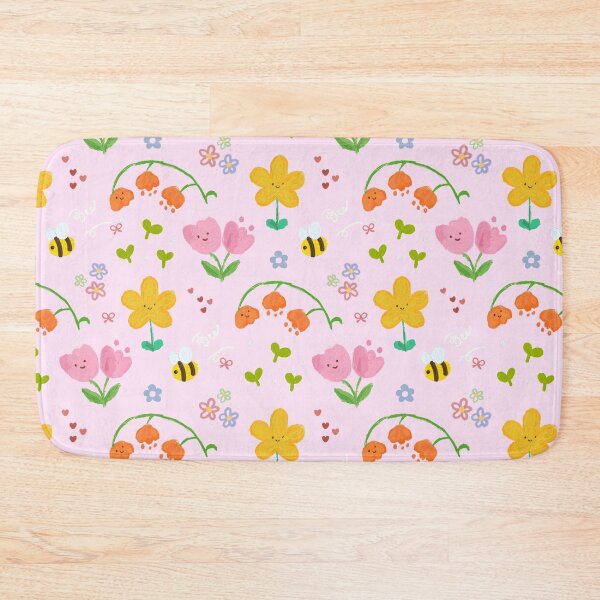 Item preview, Happy Flowers And Bees Seamless Pattern designed and sold by jianina-alondra.