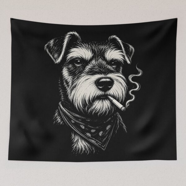 Item preview, Smoking Schnauzer Funny Dog Lover Vintage Canine Humor designed and sold by Blok45.