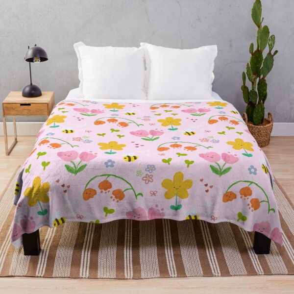 Item preview, Happy Flowers And Bees Seamless Pattern designed and sold by jianina-alondra.