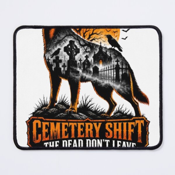 Item preview, Cemetery Shift The Dead Don't Leave German Shepherd Halloween designed and sold by KnrNazimTHRE4DS.