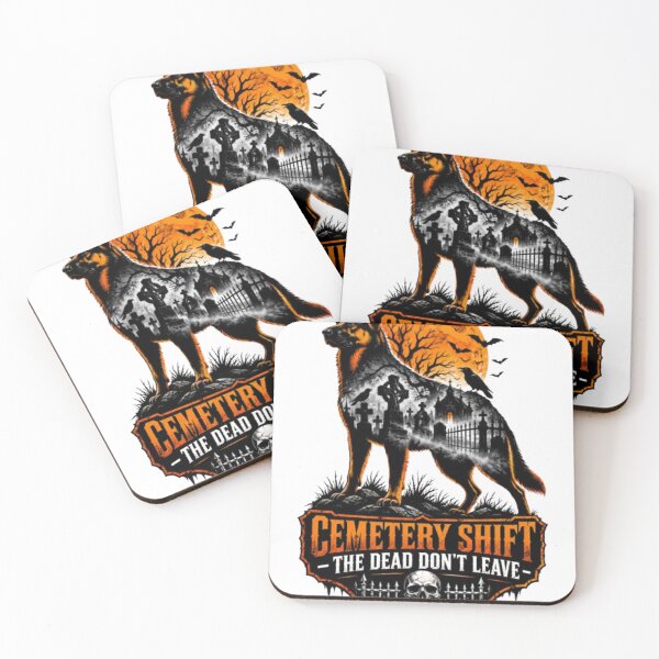 Item preview, Cemetery Shift The Dead Don't Leave German Shepherd Halloween designed and sold by KnrNazimTHRE4DS.