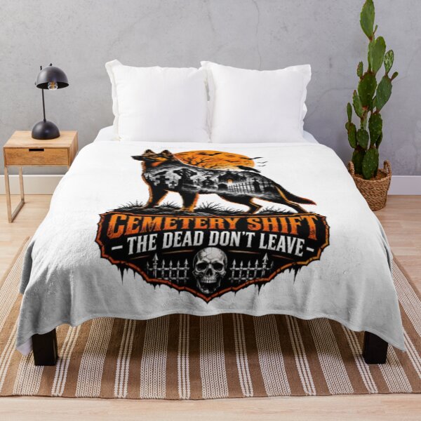 Item preview, Cemetery Shift The Dead Don't Leave German Shepherd Halloween designed and sold by KnrNazimTHRE4DS.