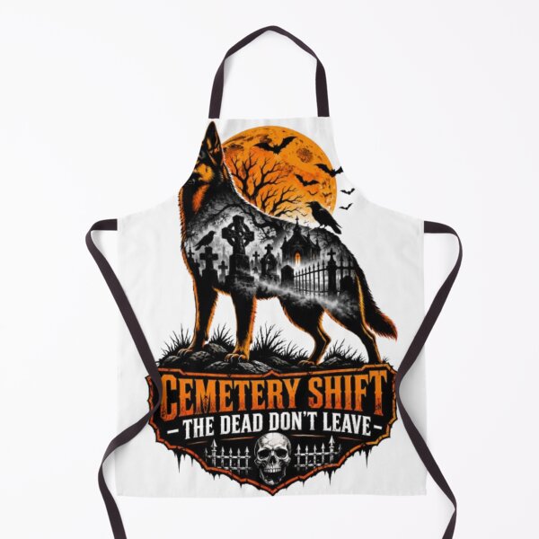 Item preview, Cemetery Shift The Dead Don't Leave German Shepherd Halloween designed and sold by KnrNazimTHRE4DS.