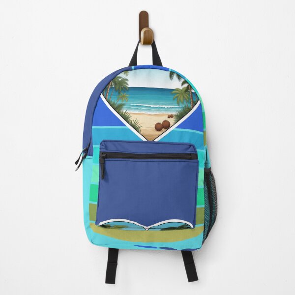 Item preview, Tropical Beach in Heart with Palm Trees and Coconuts on Retro Ocean Stripes designed and sold by Beachy.
