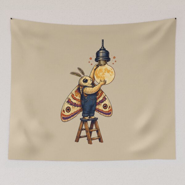 Item preview, Moon Moth Lightkeeper – Whimsical Celestial Fantasy Art designed and sold by VioVibe.