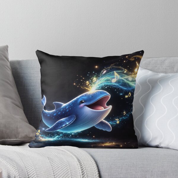 Item preview, Cute Singing Whale Nursery Art, Neon Blue Ocean Animal Poster, Glowing Musical Notes Fantasy Kids Room Decor Print designed and sold by Einkstudio.