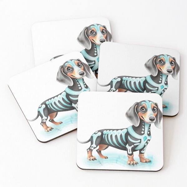Item preview, Teal Skeleton Dachshund Spooky Wiener Dog Bones designed and sold by iPrintPaws.