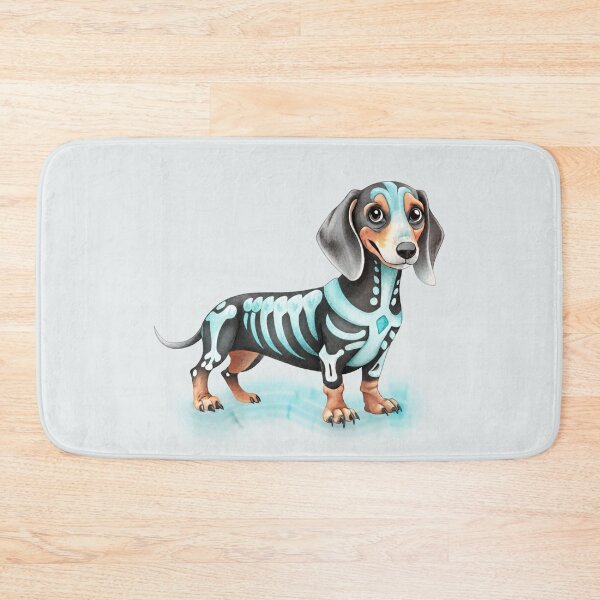 Item preview, Teal Skeleton Dachshund Spooky Wiener Dog Bones designed and sold by iPrintPaws.