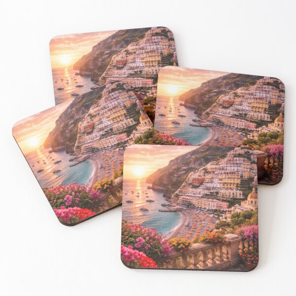 Item preview, Mediterranean Coastal Village at Sunset designed and sold by Yomere.