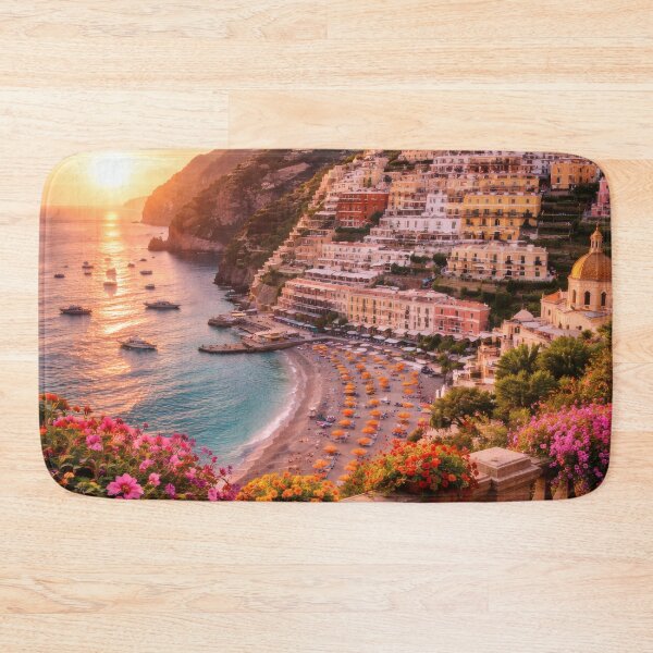 Item preview, Mediterranean Coastal Village at Sunset designed and sold by Yomere.