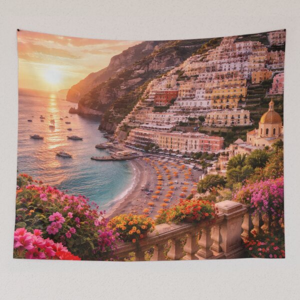 Item preview, Mediterranean Coastal Village at Sunset designed and sold by Yomere.