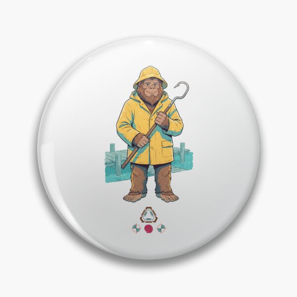 Item preview, Friendly Bigfoot Dock Worker in Yellow Raincoat and Hat with Gaff Hook designed and sold by Whimsy Trail Co.