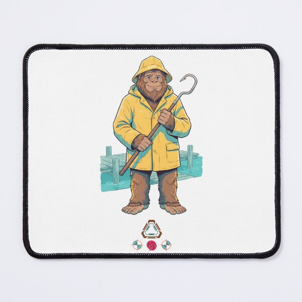 Item preview, Friendly Bigfoot Dock Worker in Yellow Raincoat and Hat with Gaff Hook designed and sold by Whimsy Trail Co.