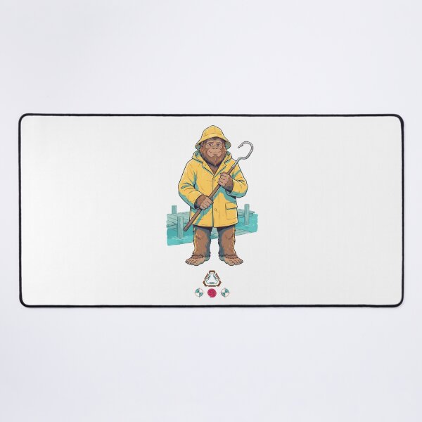 Item preview, Friendly Bigfoot Dock Worker in Yellow Raincoat and Hat with Gaff Hook designed and sold by Whimsy Trail Co.