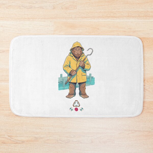 Item preview, Friendly Bigfoot Dock Worker in Yellow Raincoat and Hat with Gaff Hook designed and sold by Whimsy Trail Co.